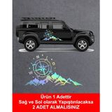 Sticker Usta Dağ ve Pusula 4x4 Offroad Kamp Hologram Janjan Sticker Araba Oto Motosiklet Karavan Etiket 02171 - 80x44 Cm