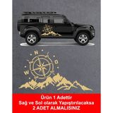 Sticker Usta Dağ ve Pusula 4x4 Offroad Kamp Sticker Araba Oto Motosiklet Karavan Etiket 02171 - 80x44 Cm - Altın