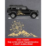 Sticker Usta Dağ ve Pusula Sticker - 02171 Altın 30x16 Cm