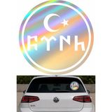 Sticker Usta Göktürkçe Türk Göktürk Yazı Türk Bayrağı Hologram Janjan Sticker Araba Oto Motosiklet Karavan Sticker 00210 - 60x60 Cm