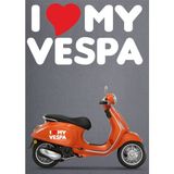 Sticker Usta I Love My Vespa Sticker Vespamı Seviyorum Motosiklet Kask Su Geçirmez Etiket Çıkartma Sticker 00376 - Beyaz - 8x4 Cm