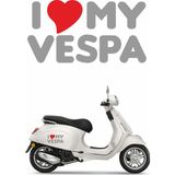 Sticker Usta I Love My Vespa Sticker Vespamı Seviyorum Motosiklet Kask Su Geçirmez Etiket Çıkartma Sticker 00376 - Gri - 12x7 Cm