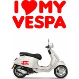 Sticker Usta I Love My Vespa Sticker Vespamı Seviyorum Motosiklet Kask Su Geçirmez Etiket Çıkartma Sticker 00376 - Kırmızı - 12x7 Cm