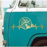 Sticker Usta Kalp Ritimli Dağlı Pusula Sticker Araba Oto Karavan 02150 Altın 60x24 Cm
