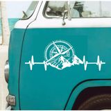 Sticker Usta Kalp Ritimli Dağlı Pusula Sticker Araba Oto Karavan 02150 Beyaz 25x10 Cm