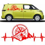 Sticker Usta Kalp Ritimli Dağlı Pusula Sticker Araba Oto Karavan 02150 Kırmızı 50x20 Cm