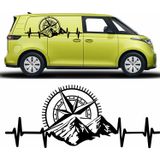 Sticker Usta Kalp Ritimli Dağlı Pusula Sticker Araba Oto Karavan 02150 Siyah 150x61 Cm 100 x 41 cm