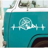 Sticker Usta Kalp Ritimli Dağlı Pusula Sticker Araba Oto Karavan Etiket 02150 - 150x61 Cm - Beyaz