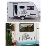 Sticker Usta Kalp Ritimli Dağlı Pusula Sticker Araba Oto Karavan Etiket 02150 - 50x20 Cm - Gri