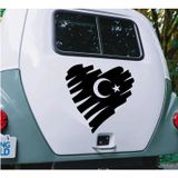 Sticker Usta Kalp Şeklinde Türk Bayrağı Sticker 00202 Siyah 80x80 Cm