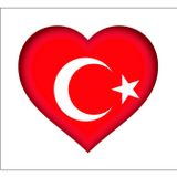 Sticker Usta Kalp Türk Bayrağı Türkiye Ay Yıldız Çıkartma Sticker 00970 Beyaz - Kırmızı 20 x 18 cm