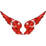 Sticker Usta Kanatlı Türk Bayrağı Sticker - 20x10 cm - Kırmızı