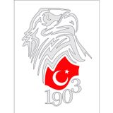 Sticker Usta Kara Kartal Beşiktaş 1903 Sticker 00966 Beyaz 25 x 18 cm