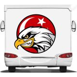 Sticker Usta Kartal Ay Yıldız Türk Bayrağı Oto Araba Karavan Motosiklet Sticker 01135 - 80x75 Cm - Renkli