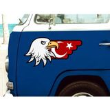 Sticker Usta Kartal ve Türk Bayrağı Sticker - Ay Yıldız Eagle Sticker - Araba Oto Motosiklet Karavan Sticker 00727 - Renkli - 50x26 Cm