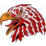 Sticker Usta Kırmızı Beyaz Kartal Sticker, Eagle, 00945 Renkli 30x25 Cm