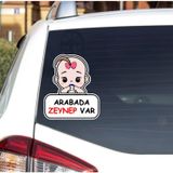 Sticker Usta Kişiye Özel Arabada Bebek Var Sticker - Araba Oto - 00308 Renkli 15X13CM