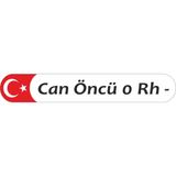Sticker Usta Kişiye Özel Kan Grubu Türk Bayrağı Sticker 00421 Renkli 12 x 2 cm