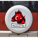 Sticker Usta Kişiye Özel Türk Bayraklı Kurt Yazı Kurt ve Ay Yıldız Börü Sticker 00311 Renkli 20X16 CM 40 x 32 cm stickerusta62edeec1-e25-40x32
