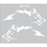 Sticker Usta Kurt Yan Gövde Kurt Çamurluk Üstü Beyaz 40 x 15 cm