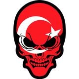 Sticker Usta Kurukafa Türk Bayrağı Sticker 00013 Kırmızı 14 x 9