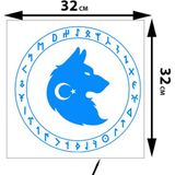 Sticker Usta Marshan 0012 Göktürk Kurt Kendinden Yapışkanlı Oto Sticker Mavi 32