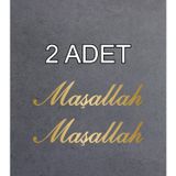 Sticker Usta Maşallah 2 Adet Maşallah Yazı Sticker Araba Oto Motosiklet Karavan Etiket 00054 - Altın - 12x3 Cm