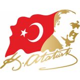 Sticker Usta Mustafa Kemal Atatürk - Türk Bayrağı - 02511 Altın 30x23 Cm 60 x 46 cmDizaynf8bb6d50-6c9-60x46