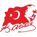 Sticker Usta Mustafa Kemal Atatürk - Türk Bayrağı - 02511 Kırmızı 15x11 Cm 45 x 33 cmDizayn05abff70-c9d-45x33