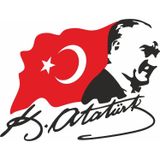 Sticker Usta Mustafa Kemal Atatürk - Türk Bayrağı - 02511 Siyah 30x23 Cm 55 x 42 cmDizayn2ce4add9-5e5-55x42