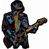 Sticker Usta Müzik - Gitar - Rock - Blues Sticker - 19081 Renkli 8 x 7.5 cm