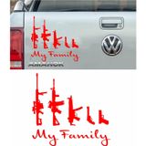 Sticker Usta My Family Sticker Silah Koleksiyonu Araba Motosiklet 00125 Kırmızı 15x14 Cm 60 x 56 cm