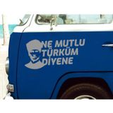 Sticker Usta Ne Mutlu Türküm Diyene Ata Gazi Mustafa Kemal Sticker 02505 Gri 25x12 Cm 55 x 26 cm stickerusta4335d796-5fd-55x26
