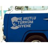 Sticker Usta Ne Mutlu Türküm Diyene Atatürk Silüet Ata Gazi Mustafa Kemal Sticker - Araba Oto Motosiklet Karavan Cam Sticker - 02505 - Gri - 50x25 Cm