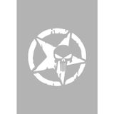 Sticker Usta Punisher Kurukafa Askeri Yıldız 00473 Beyaz 25x25 Cm 70 x 70 cm