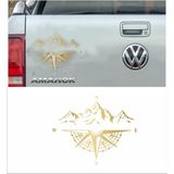 Sticker Usta Pusula Dağ Adventure Offroad Off Road Kamp Araba Oto Karavan Sticker 00048 - 80x65 Cm - Altın