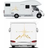 Sticker Usta Pusula Dağ Offroad 4x4 Kamp Karavan 00073 Altın 30x28 Cm