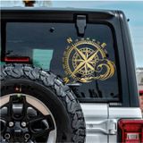Sticker Usta Pusula Dalga Offroad 4x4 Adventure Kamp 00067 Altın 20x17 Cm 70 x 60 cm