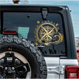 Sticker Usta Pusula Dalga Offroad 4x4 Adventure Kamp Araba Oto Motosiklet Karavan Sticker 00067 - Altın - 25x22 Cm