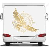 Sticker Usta Pusula Offroad Kartal Kamp Karavan Araba Sticker Q16 Altın 80x80 Cm