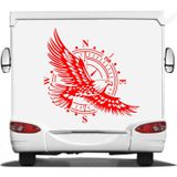 Sticker Usta Pusula Offroad Kartal Kamp Karavan Araba Sticker Q16 Kırmızı 60x60 Cm