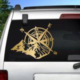 Sticker Usta Pusula ve Dağ Sticker - 4x4 Off Road Pickup - 00268 Altın 100x77 CM 60 x 46 cm stickerustafa37219f-357-60x46