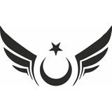 Sticker Usta Reysa Tasarım Kanatlı Türk Bayrağı Araba Sticker Beyaz 20X13 cm Siyah 20x13