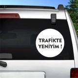 Sticker Usta Trafikte Yeniyim Sticker - Araba Oto Motosiklet Karavan Cam Araç Sticker - 00183 - Beyaz - 12x12 Cm