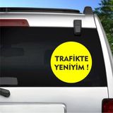 Sticker Usta Trafikte Yeniyim Sticker - Araba Oto Motosiklet Karavan Cam Araç Sticker - 00183 - Sarı - 25x25 Cm