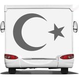 Sticker Usta Türk Bayrağı Ay Yıldız Sticker Araba Oto Motosiklet Karavan Sticker 00323 - 30x22 Cm - Gri