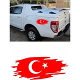 Sticker Usta Türk Bayrağı Oto Araba Motosiklet Karavan Sticker S2 - 10x4 Cm - Kırmızı