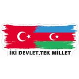 Sticker Usta Türkiye Azerbaycan Bayrak Sticker Renkli 100 x 42 cm