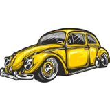 Sticker Usta Vosvos Volkswagen Tosba Sticker 00657 Sarı 20 x 10 cm