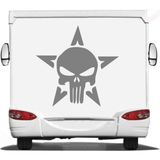 Sticker Usta Yıldız Punnisher Araba Oto Karavan Motosiklet Sticker 00535 - 40x40 Cm - Gri